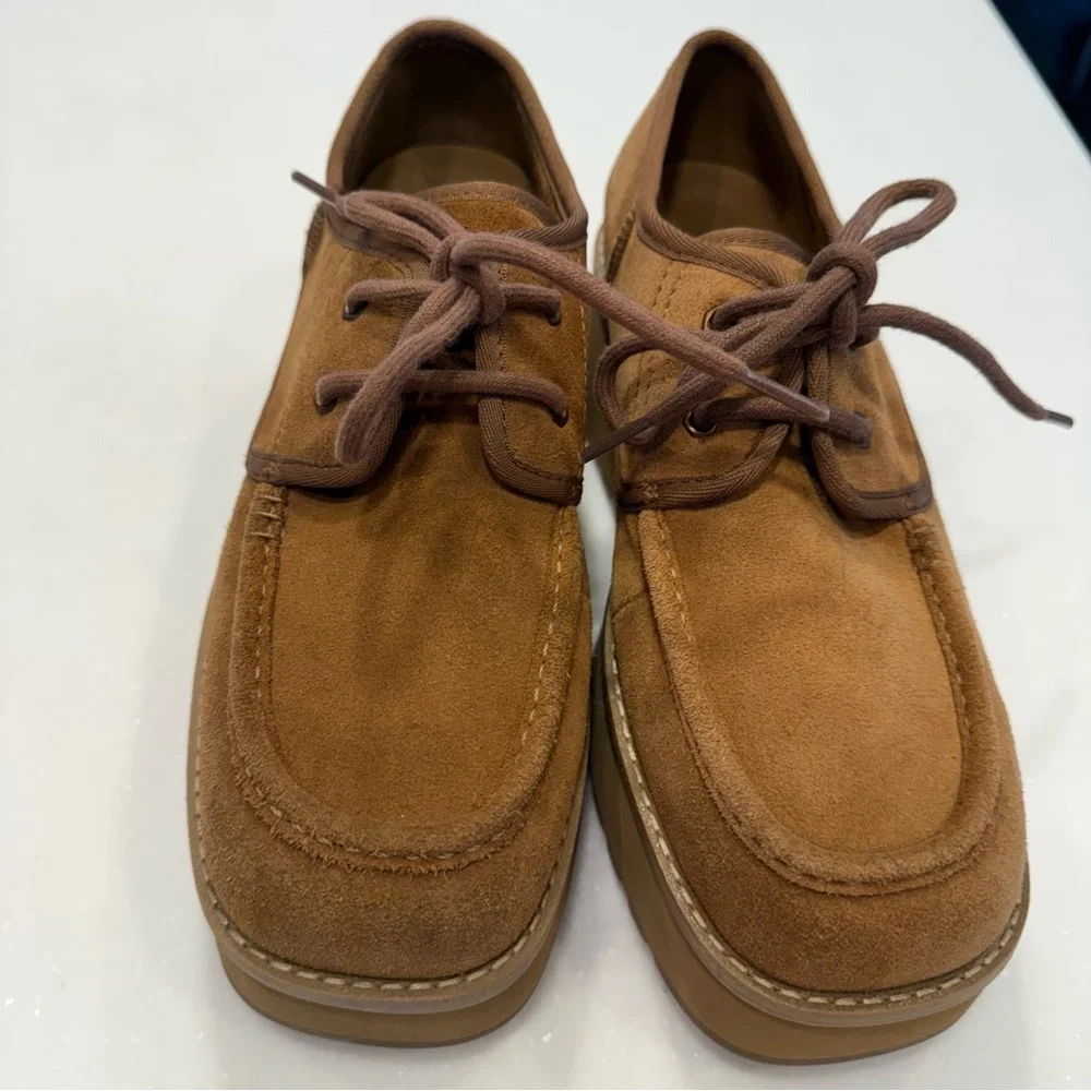 UGG CityFunc Platform Lace Up Loafers Suede Water Resist Women's Sz 8 NEW